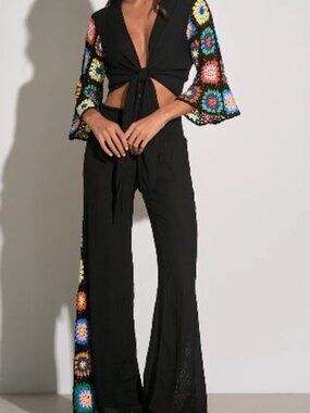 Elan Palma Crochet Pants Set sz S